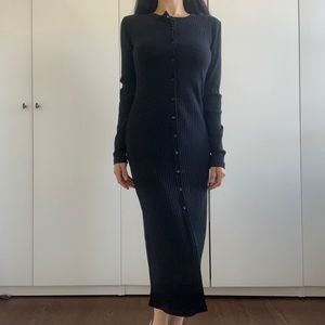 Zara ribbed button down ribbed midi dress M